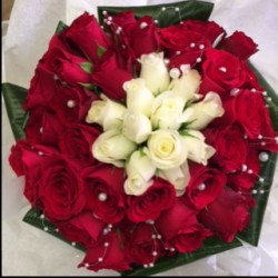 Wedding Bouquet in red & white roses
